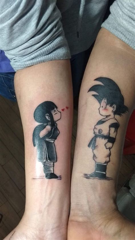 tatuajes de dragon ball para parejas|Tatuaje de goku y milk para parejas